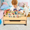 Kids Wooden Train Track Railway Set Table with 100 Pieces Storage Drawer