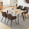 2 Pcs Brown GreyDining Chairs Faux Leather Diamond Cushion Seat With Hole