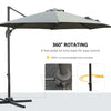 3(m) Offset Parasol Cantilever Hanging Umbrella 360° Rotation w/ Base Dark Grey