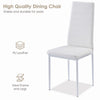 Set of Grey Marble MDF Top Dining Table & 4pcs White Faux Leather Dining Chairs