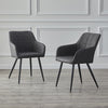 2X Used Faux Leather Dining Chairs PU Upholstered Metal Legs Tub Chair Dark Grey