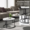Coffee Table Set of 2 Nesting Accent Tables White Marble Top Stacking Side Desk