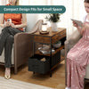 Sofa Side Table 3-Tier Flip Top End Table Storage Drawer with Charging Station