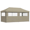Foldable Party Tent - with 3 Sidewalls Taupe A0F4