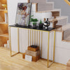 Marble Kitchen Breakfast Bar Table Counter Dining Table High Desk w/ Metal Frame