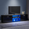 Modern 160cm TV Unit Stand Cabinet Black High Gloss 2 Door Storage LED Lights