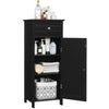 Bathroom Storage Cabinet Floor Standing Wooden Cupboard w/ Single Door & Drawer