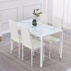 4x White Faux Leather Dining Chairs & White Marble Glass Dining Table Dining Set