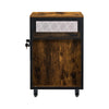 Brown Office Filing Cabinet Mobile Printer Stand File Storage Drawer Wheels