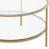 Round Coffee Table with Tempered Glass Top & Metal Legs Dining LivingRoom Golden