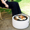 Cream Faux Concrete Round MgO Fire Pit Grill 18" BBQ Bowl Camping Heater Burner