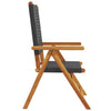Reclining Garden Chairs 8 pcs Black Poly Rattan and Solid Wood V1P4