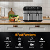 Dual Air Fryer Large Digital 9 L with Timer 8 Preset Functions Kitchen Cooking