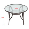 Large 105CM Glass Top Garden Dining Table Parasol Hole Bistro Outdoor Furniture