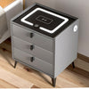 LED Bedside Table Wireless Charging Side Cabinet Nightstand with 3 Drawers Gray