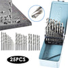 25 Piece HSS Metal Drill Bit Set 1mm 13mm High Speed Steel Metric Tool Kit