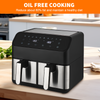 8L Dual Zone Digital Air Fryer Oven Cooker With 10 Cooking Functions Oil Free UK