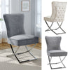 Set of 2 Velvet Dining Chairs with Buttoned Back Upholstered Seat Chorme Legs