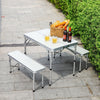 Compact Folding Picnic Table Bench Chair Set Aluminum Alloy 4 Seater Dining Unit