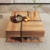 Square Coffee Table with 4 Hidden Drawers Wooden Living Room Furniture