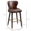Luxury Bar Stools Set of 2 with Back, PU Leather Upholstery, Brown