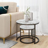 Round Nesting Coffee Table Set - Stackable Wooden Nest of Tables for Living Room