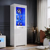 High Gloss White Display Cabinet Sideboard Cupboard Storage Door with LED Lights