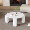 White Round Coffee Table Wooden Painted Coffee Table with 4 Legs for Living Room