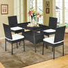 5PCS Patio Rattan Wicker Dining Set Outdoor Dining Furniture 1 Table & 4 Chairs