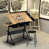 Adjustable Drafting Table Art Craft Drawing Desk w/Stool Architect Desk w/Drawer