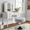Grey/Blue Padded Stool Adjustable Swivel Seat Salon Dressing Table Vanity Chair