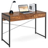 Computer Desk Wooden PC Laptop Table Writing Workstation w/Drawers-Coffee