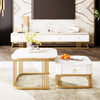 Square Nesting Coffee Tables with Storage High Gloss White Marble Pattern Top
