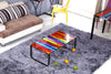 Modern Glass Coffee Table Side End Table Black Metal Legs Living Room Furniture