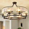 Farmhouse Black Crystal Chandelier Semi Flush Mount Round Ceiling Light Fixtures