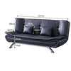 190cm Leather 3 Seater Black Sofa Bed Sleeper Couch Sofabed Settee Recliner Beds
