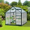 6x8ft Walk-In Polycarbonate Greenhouse Plant Grow Galvanized Aluminium