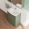 600mm Green Floor Standing 2 Door Vanity & Curved Basin Chrome