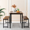3 PCS Dining Table Set Dining Table & 2 Benches Kitchen Space-Saving Furniture