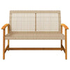 Garden Bench Outdoor Chair Beige Poly Rattan and Acacia Wood