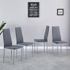 4x Grey Faux Leather Dining Chairs&Round Tempered Glass Golden Legs Dining Table