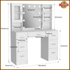 Dressing Table Set Makeup Desk 7 Drawers With Mirror&Cabinet 10 LED Bulbs Vanity