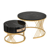 Set of 2 MDF Round Nesting Coffee Table Side Table with 1 Drawer, Black