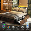 Noise-Free Mattress Foundation Metal Platform Bed King with Drawers
