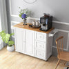 Kitchen Island on Wheels Storage Trolley Cart Drop Leaf Drawers Shelves White