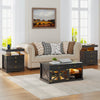 Bedside Table with Wireless Charging, LED Nightstand with 1 Lockable Drawer