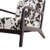Cow Print Accent Chair Modern Armchair with Walnut Solid Wooden Frame & Armrest