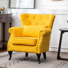 Yellow Linen Armchair Occasional Accent Chair WingBack Lounge with Waist Pillow