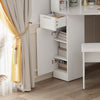 High Gloss Corner Dressing Table LED Lights 3 Mirrors Drawers Makeup Desk Stool