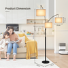 Floor Lamp Free Standing Light Tall Lamp Beige Linen Shade Bedroom Living Room